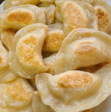 A pile of delectable pierogies.